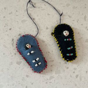 Handmade Miniature Papoose Baby Doll Pins Beading